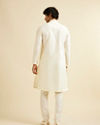 Manyavar Men Cream Pink Lattice Patterned Kurta Set