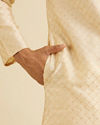 Manyavar Men Sand Beige Lattice Patterned Kurta Set