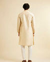 alt message - Manyavar Men Sand Beige Lattice Patterned Kurta Set image number 7