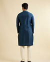 alt message - Manyavar Men Dark Blue Lattice Patterned Kurta Set image number 4