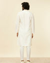 Manyavar Men Warm White Lattice Patterned Kurta Set