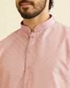 alt message - Manyavar Men Dusty Pink Lattice Patterned Kurta Set image number 1