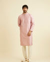 Manyavar Men Dusty Pink Lattice Patterned Kurta Set