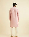 Manyavar Men Dusty Pink Lattice Patterned Kurta Set