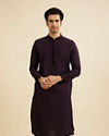 Plum Purple Self Patterned Sequinned Kurta Set