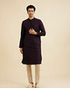 Manyavar Men Plum Purple Self Patterned Sequinned Kurta Set