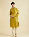 Manyavar Men Mehndi Green Elegance Kurta Pyjama