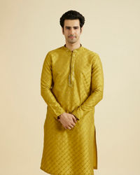 Manyavar Men Mehndi Green Elegance Kurta Pyjama