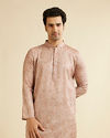 Sand Beige Self Patterned Kurta Set with Rhinestones