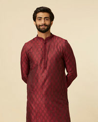 Manyavar Men Maroon Paisley Printed Kurta Set