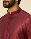 alt message - Manyavar Men Maroon Paisley Printed Kurta Set image number 1