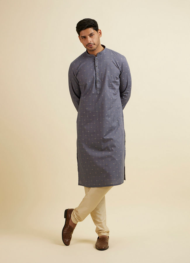 Manyavar Men Dark Grey Cotton Kurta Pajama Set