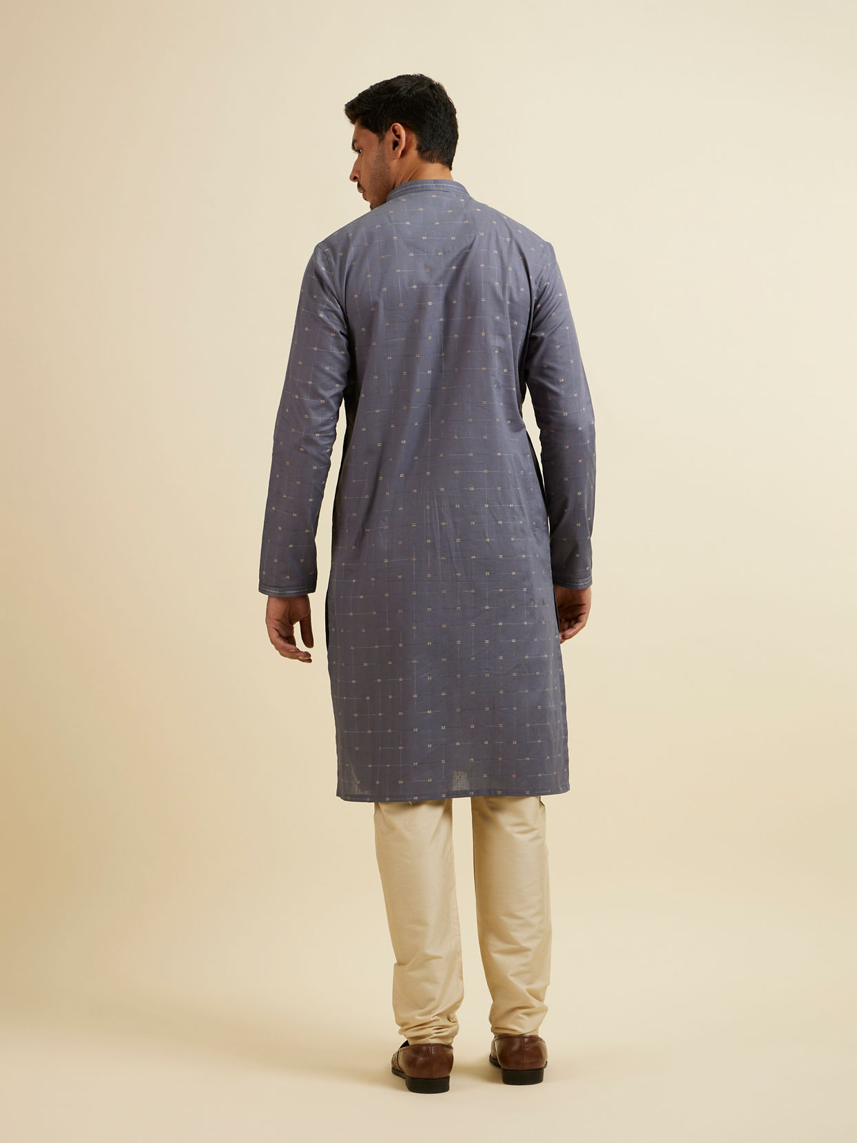 Manyavar Men Dark Grey Cotton Kurta Pajama Set