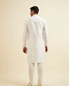 alt message - Manyavar Men White Jaal & Medallion Patterned Kurta Set image number 4