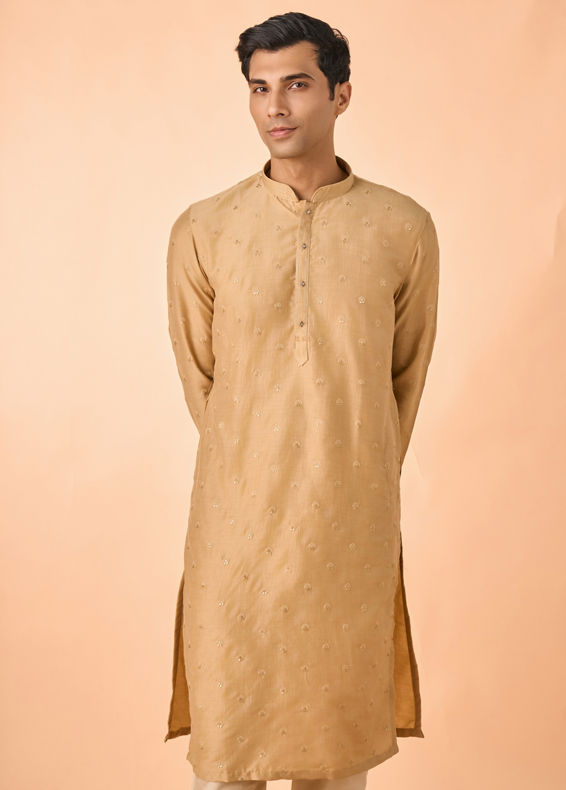 Manyavar Men Elegant Fawn Kurta Pajama