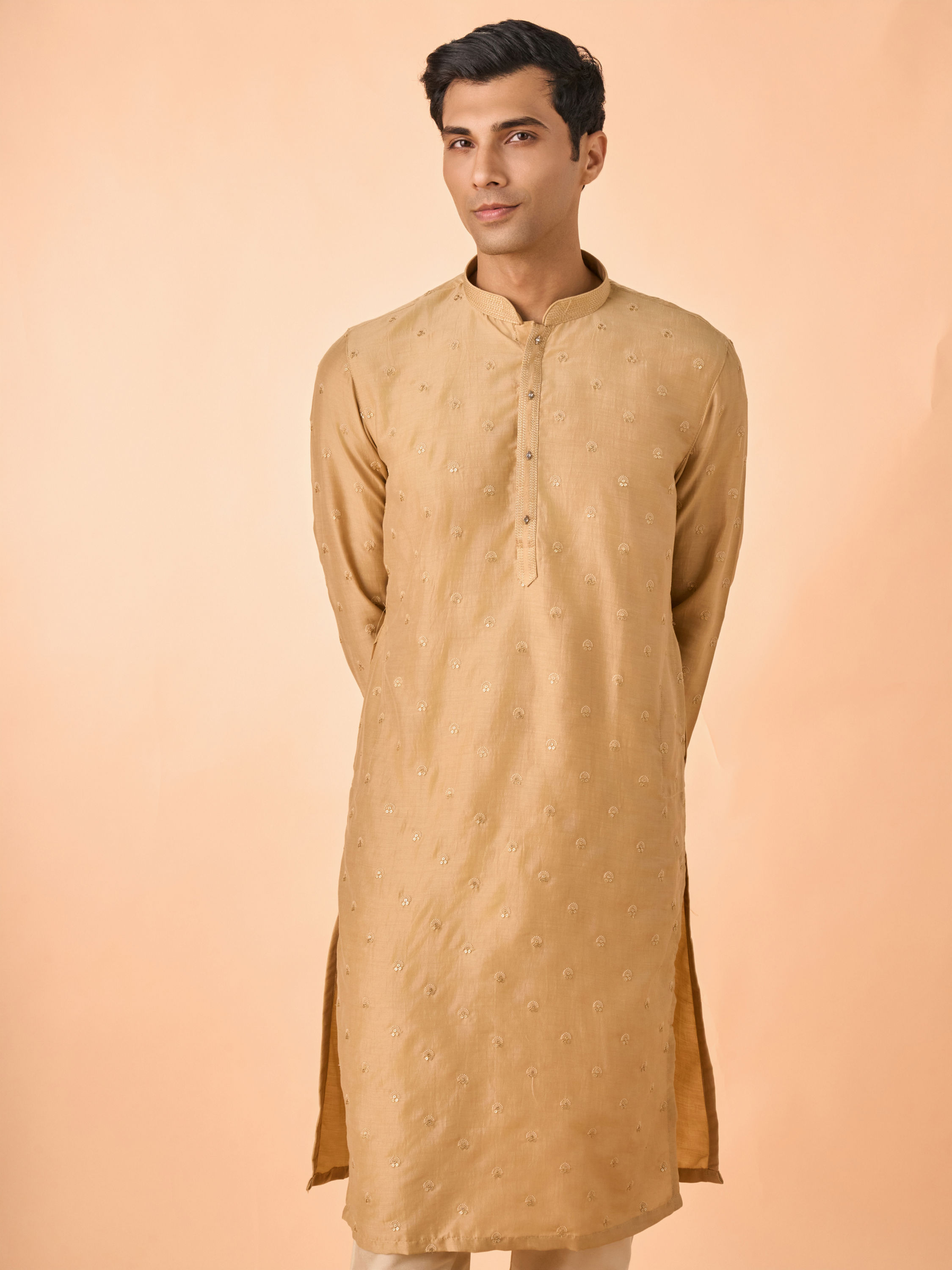 Manyavar Men Elegant Fawn Kurta Pajama