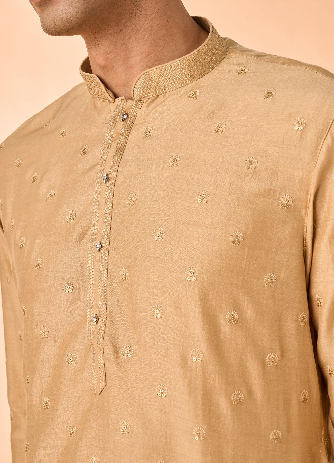 Manyavar Men Elegant Fawn Kurta Pajama