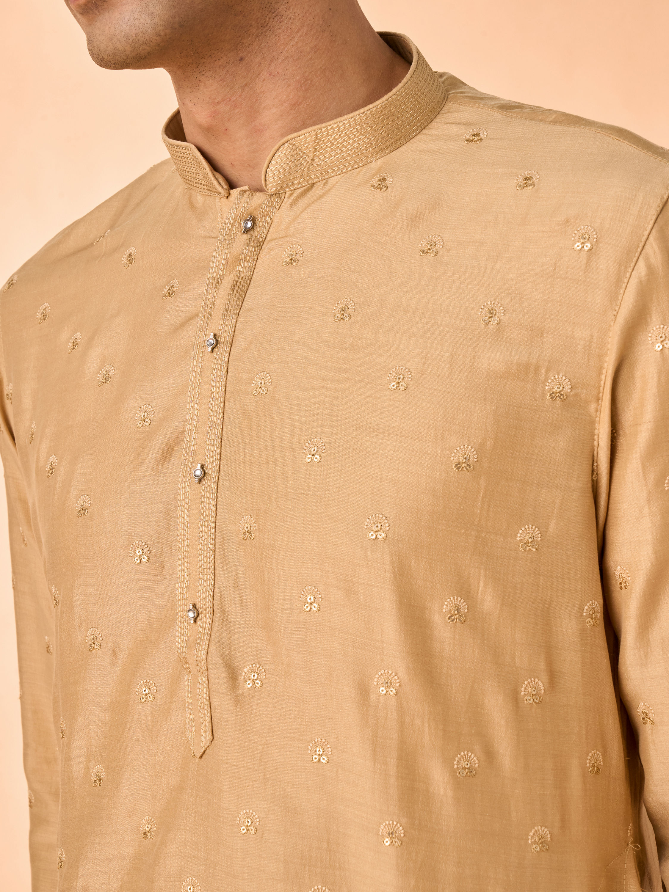 Manyavar Men Elegant Fawn Kurta Pajama