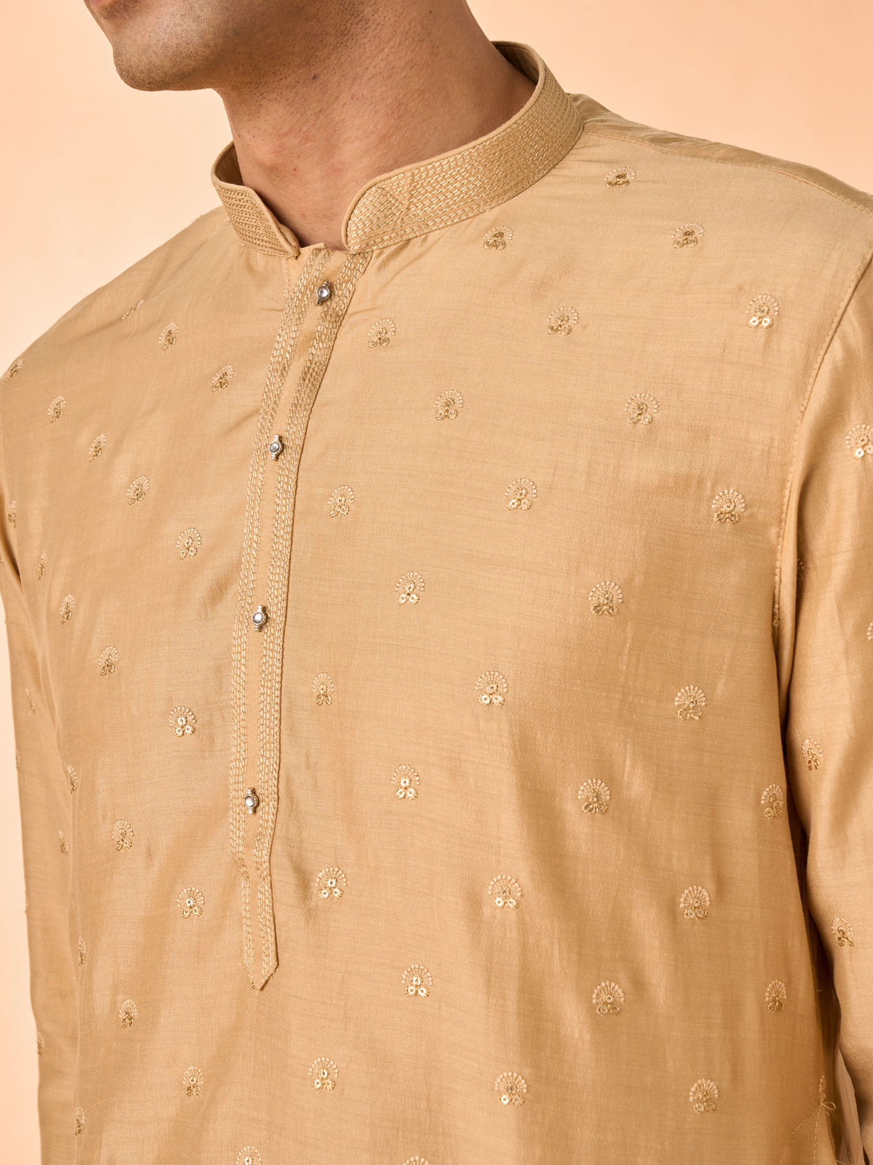 Manyavar Men Elegant Fawn Kurta Pajama