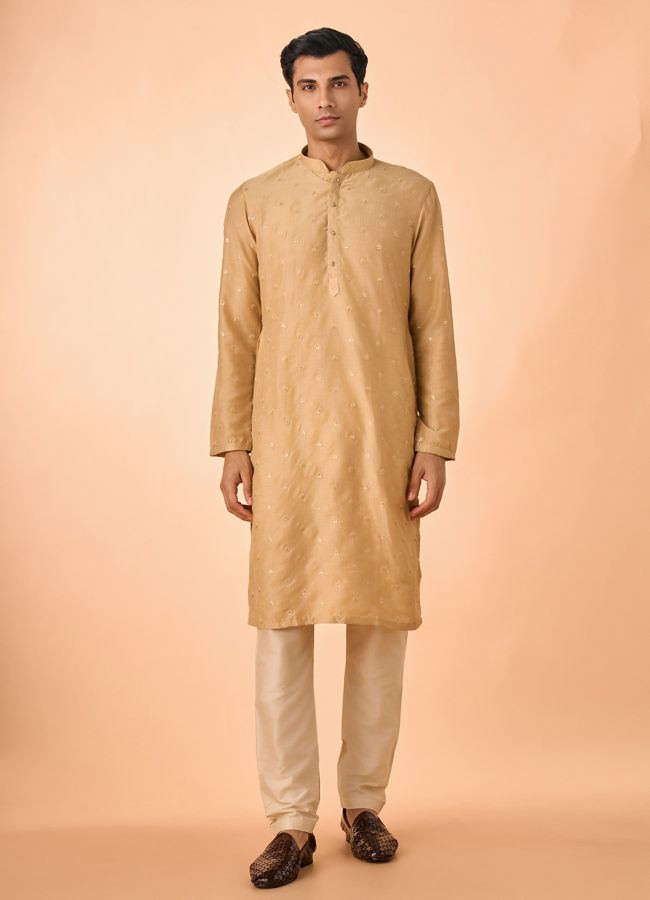 Manyavar Men Elegant Fawn Kurta Pajama