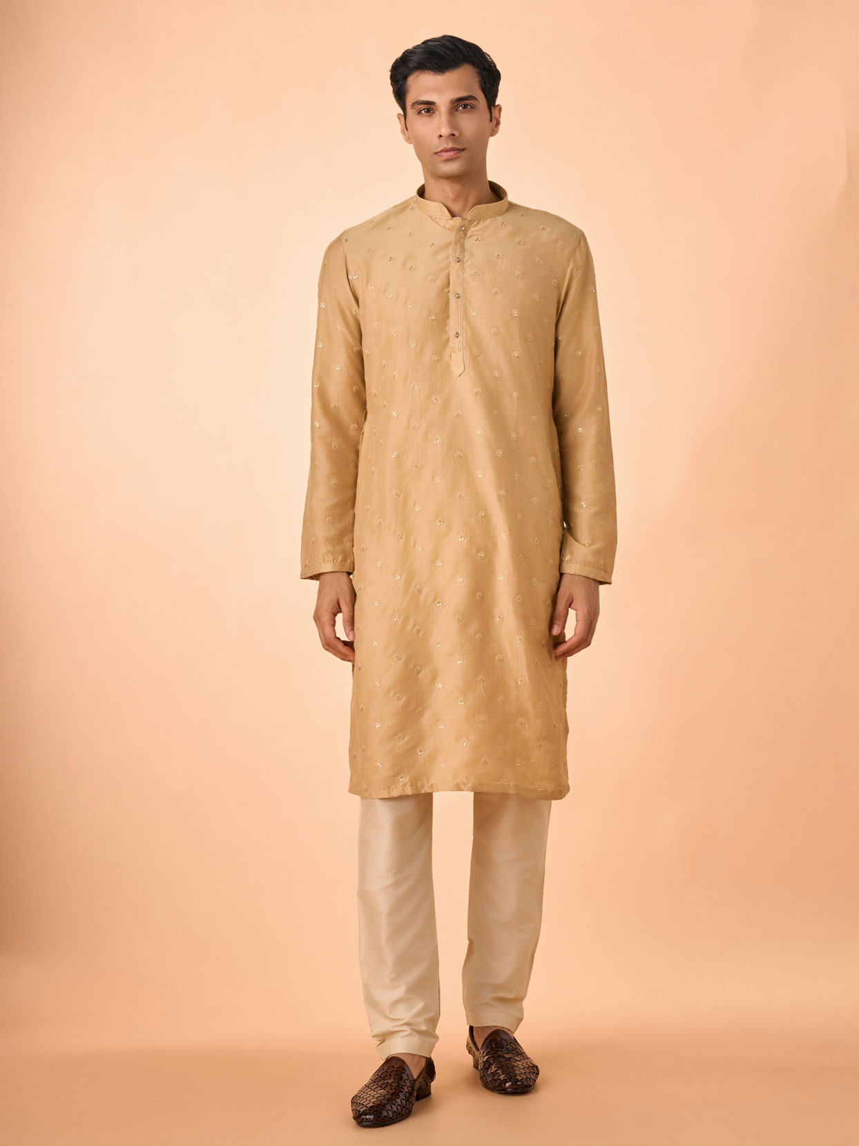 Manyavar Men Elegant Fawn Kurta Pajama