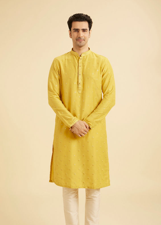 Manyavar Men Radiant Mustard Exquisite Kurta Pajama