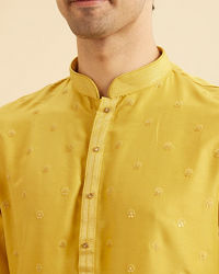 Manyavar Men Radiant Mustard Exquisite Kurta Pajama