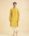 Manyavar Men Radiant Mustard Exquisite Kurta Pajama