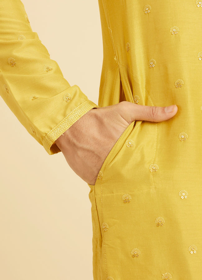 Manyavar Men Radiant Mustard Exquisite Kurta Pajama