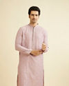 Manyavar Men Dusty Pink Buta Patterned Kurta Set with Patra Work