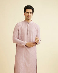 Manyavar Men Dusty Pink Buta Patterned Kurta Set with Patra Work