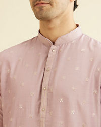 Manyavar Men Dusty Pink Buta Patterned Kurta Set with Patra Work