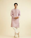 Manyavar Men Dusty Pink Buta Patterned Kurta Set with Patra Work image number 2