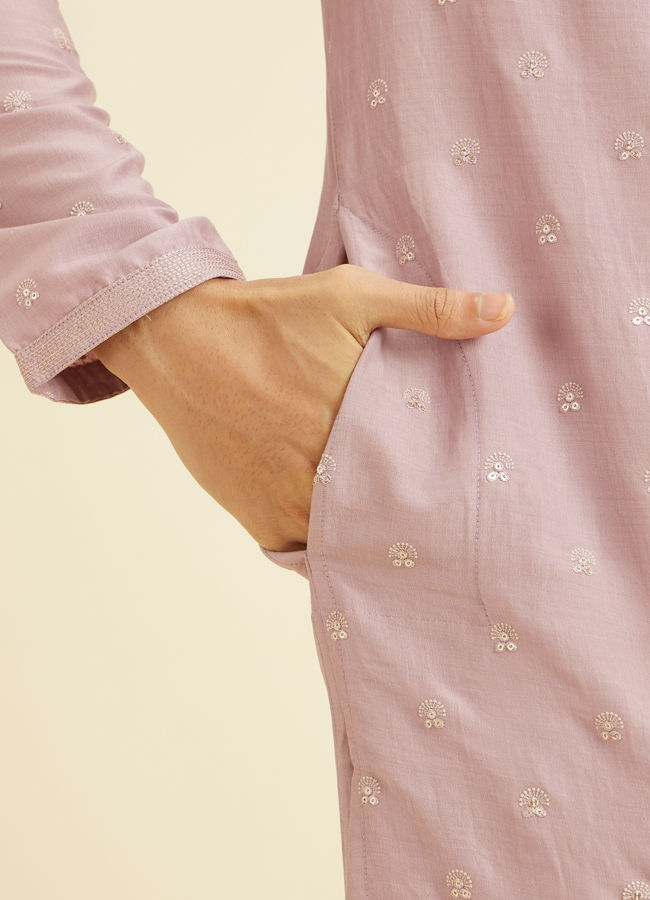 Manyavar Men Dusty Pink Buta Patterned Kurta Set with Patra Work
