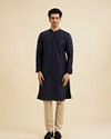 Manyavar Men Navy Blue Jaal Sequinned Kurta Set