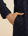 Manyavar Men Navy Blue Jaal Sequinned Kurta Set