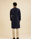 Manyavar Men Navy Blue Jaal Sequinned Kurta Set