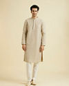 Manyavar Men Sleek Light Grey Elegance Kurta Pajama