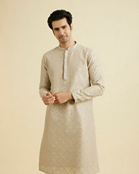 Manyavar Men Sleek Light Grey Elegance Kurta Pajama