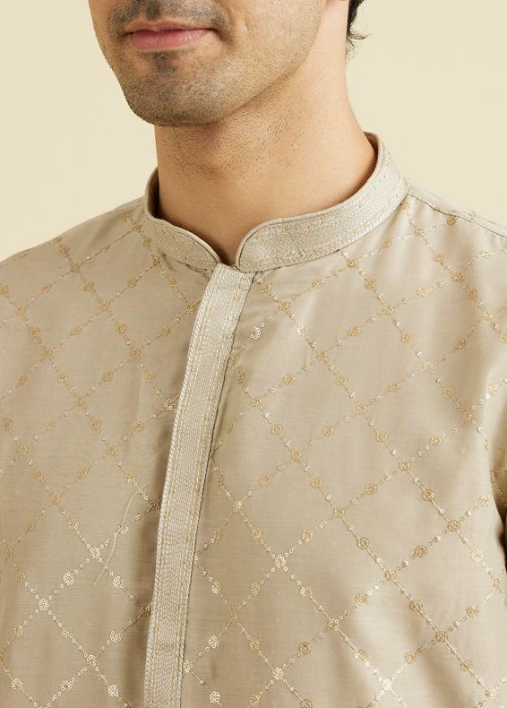 Manyavar Men Sleek Light Grey Elegance Kurta Pajama