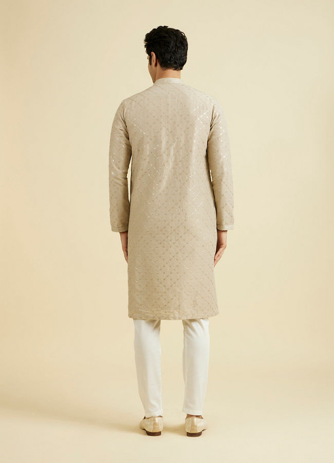 Manyavar Men Sleek Light Grey Elegance Kurta Pajama
