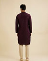 Manyavar Men Wine Red Jaal Sequinned Kurta Set