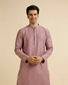 Manyavar Men Dusty Pink Jaal Sequinned Kurta Set