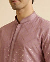 Manyavar Men Dusty Pink Jaal Sequinned Kurta Set