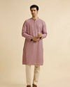 Manyavar Men Dusty Pink Jaal Sequinned Kurta Set