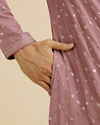 Manyavar Men Dusty Pink Jaal Sequinned Kurta Set
