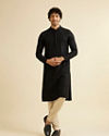 Manyavar Men Charcoal Black Chikankari Sequinned Kurta Set