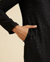 alt message - Manyavar Men Charcoal Black Chikankari Sequinned Kurta Set image number 3