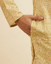 Manyavar Men Mustard Digital Print Kurta Set