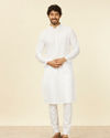 Manyavar Men Ivory White Kurta Set with Mirror work